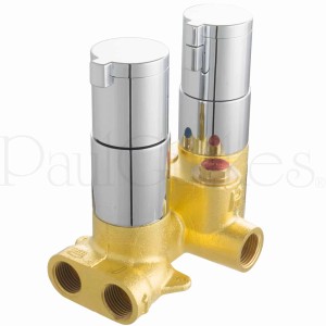 PaulGurkes Unterputz Thermostat für Duschset, eckig, verchromt und messingfarben.