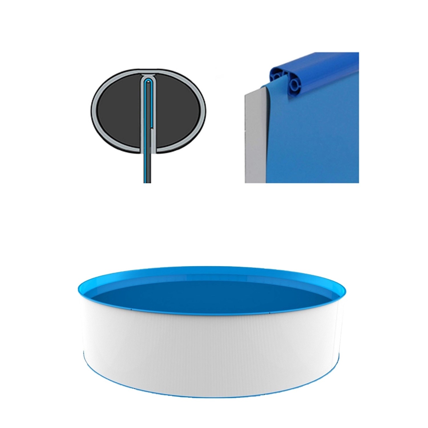 Blaue Poolfolie für Rundpool 360x90cm, 0,4mm stark, als Austauschfolie oder Innenhülle.