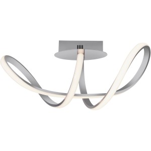 Moderne LED-Deckenleuchte Maria in Aluminium, geschwungenes Design, dimmbar, 61x24,5 cm.