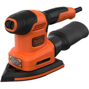 Black+Decker Multischleifer BEW200, 200W, 4-in-1 Schleifmaschine in Orange und Schwarz.