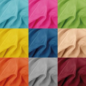 Farbmuster von transparenten Ösenschals Noella, Fenstervorhänge in verschiedenen Farben.