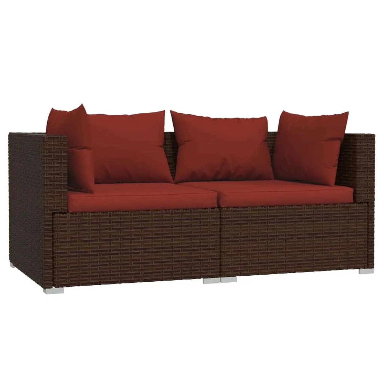 vidaXL 2-Sitzer-Sofa mit Kissen Braun Poly Rattan Modell 2