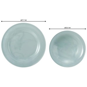 Seltmann Weiden Beat Coor Glaze Tafelservice, 12-teilig, Arktisblau, bestehend aus Speise- und Suppenteller.