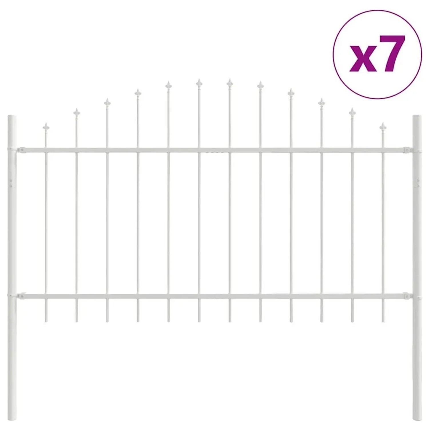 vidaXL Gartenzaun 7 Stk Weiß 170 x 140 cm Pulverbeschichteter Stahl 3360167 günstig online kaufen