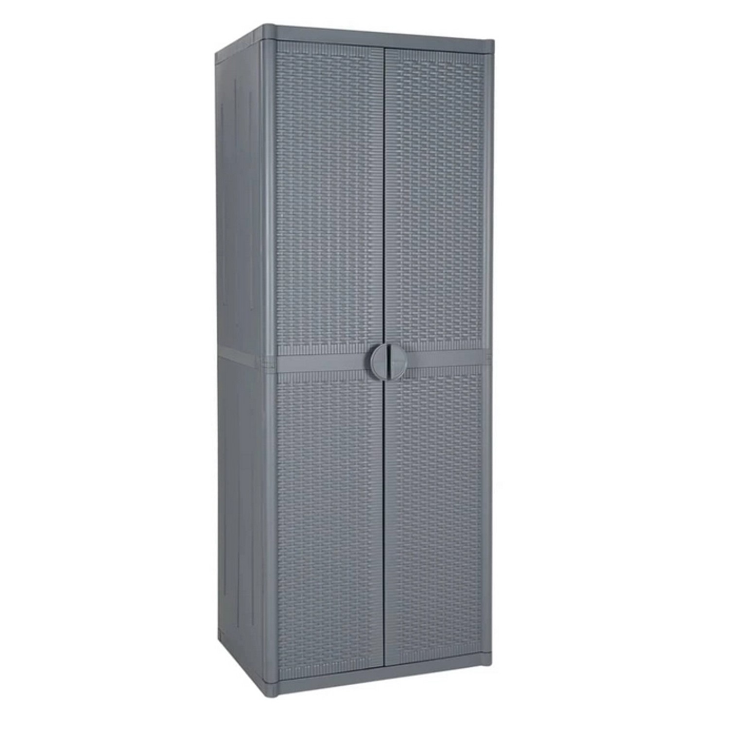 vidaXL Gartenschrank Grau 65x45x172 cm PP Rattan