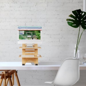 Relaxdays Stehschreibtisch Aufsatz Bambus Natur Höhenverstellbar 61 cm x 47 cm x 61 cm 6,6 kg