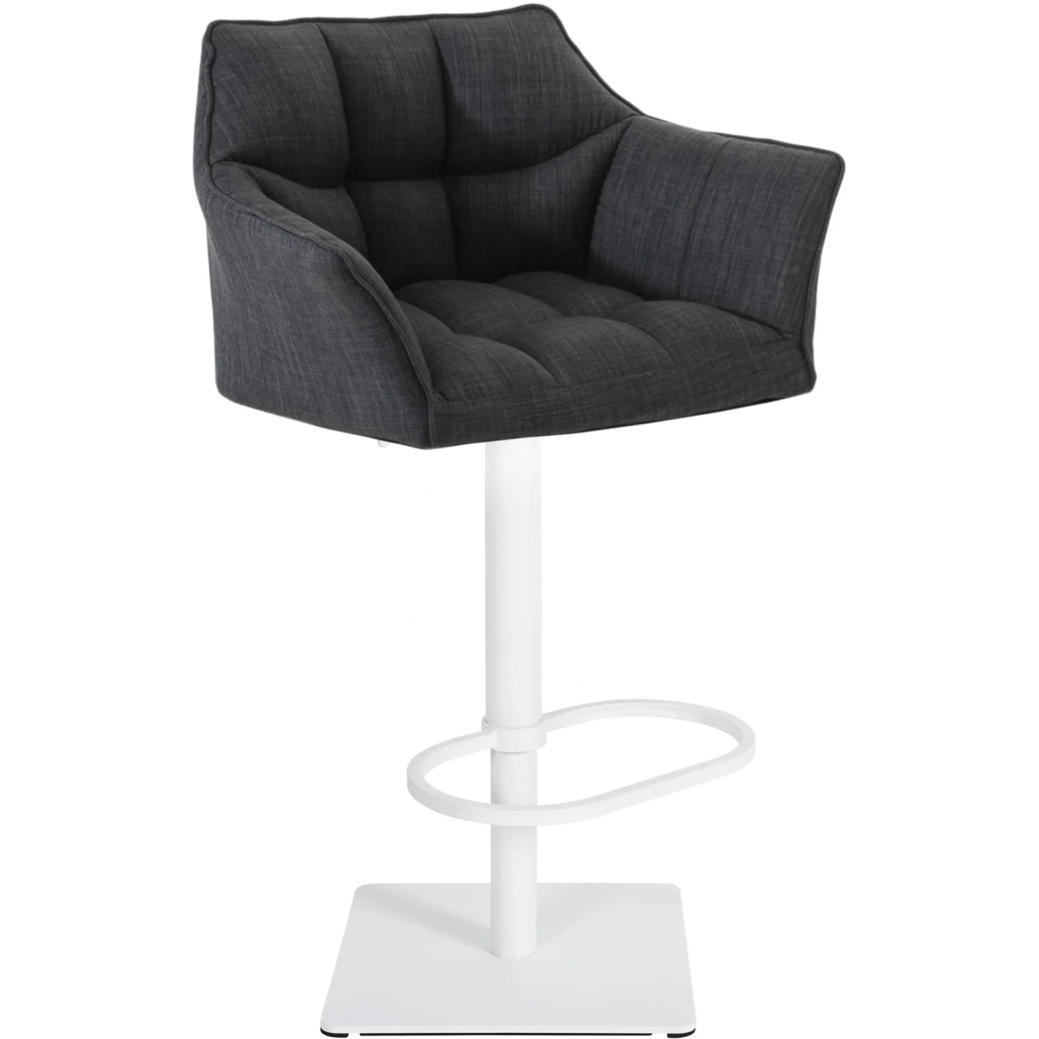 DELUKE Barhocker SIHAR Stoff Dunkelgrau 64x45x88cm Weiß Barstuhl Höhenverstellbar Mit Lehne Drehbar Tresenhocker Tresens...