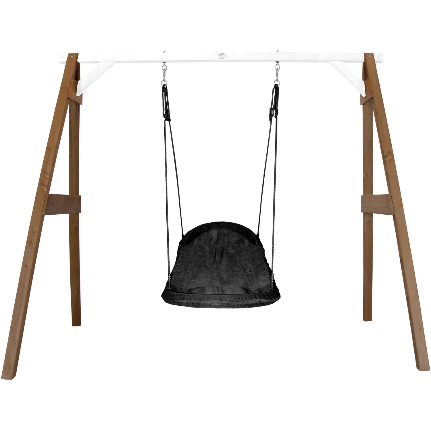 Axi Nestschaukel Roxy, braun-weiß. Schaukel für Kinder mit robustem Holzgestell.