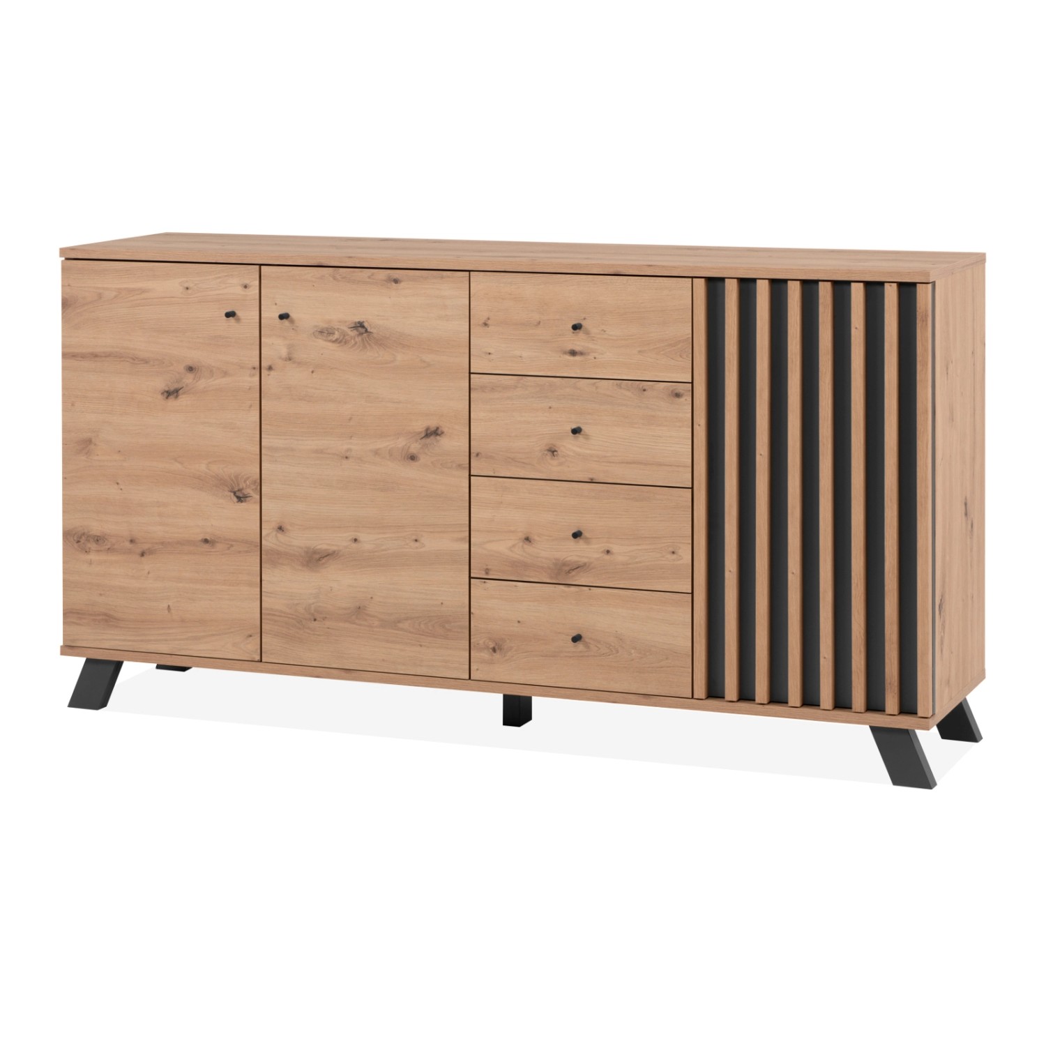 Furn.Design Sideboard Eiche Artisan und Grau 160 cm 3D Lamelle Industrial M günstig online kaufen