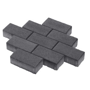 Anthrazitfarbene Rechteckpflastersteine, 20x10x8 cm, aus Beton, für Pflasterarbeiten im Außenbereich.