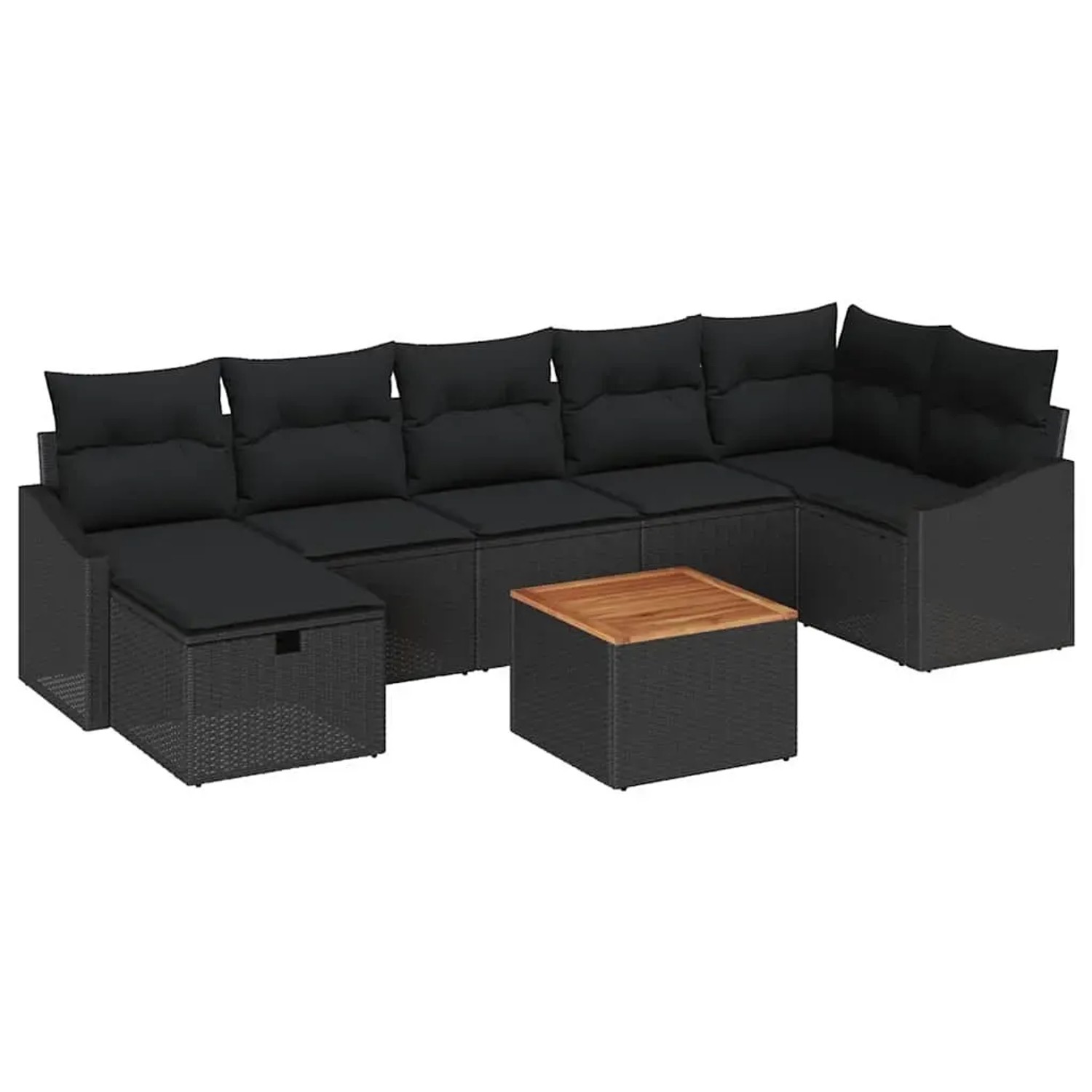 vidaXL Garten-Sofa-Set mit Kissen 8-Tlg Schwarz Poly Rattan 3359576