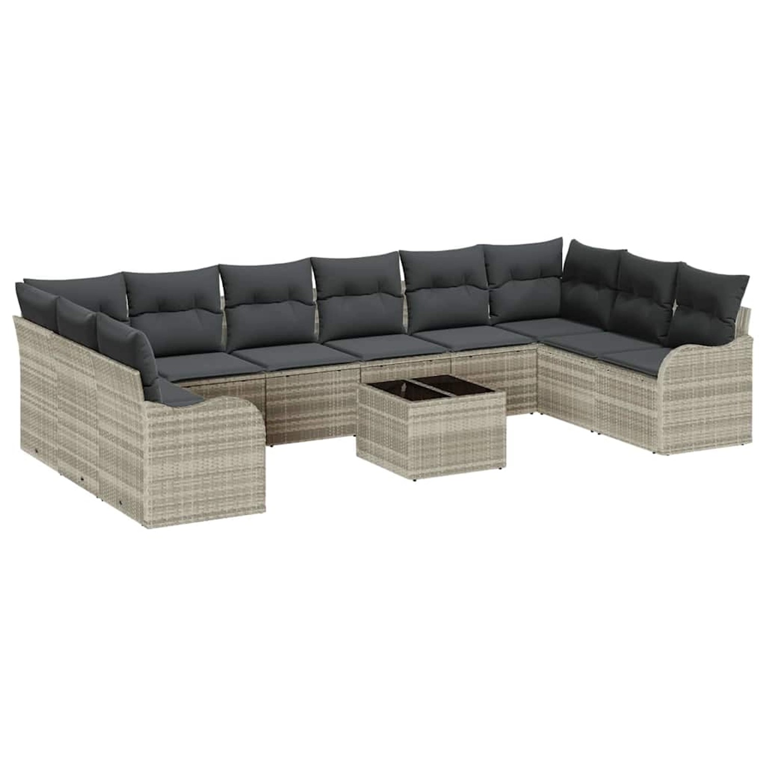 vidaXL Garten-Sofa-Set mit Kissen 11-Tlg Hellgrau Poly Rattan 3345892 günstig online kaufen
