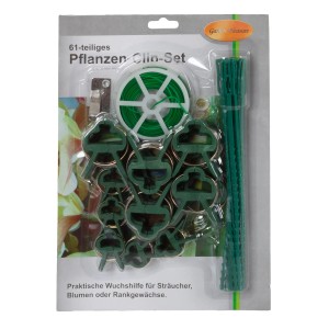 Jardinion Pflanzenclip Set, 61-teilig, grüne Rankhilfe für Pflanzen.