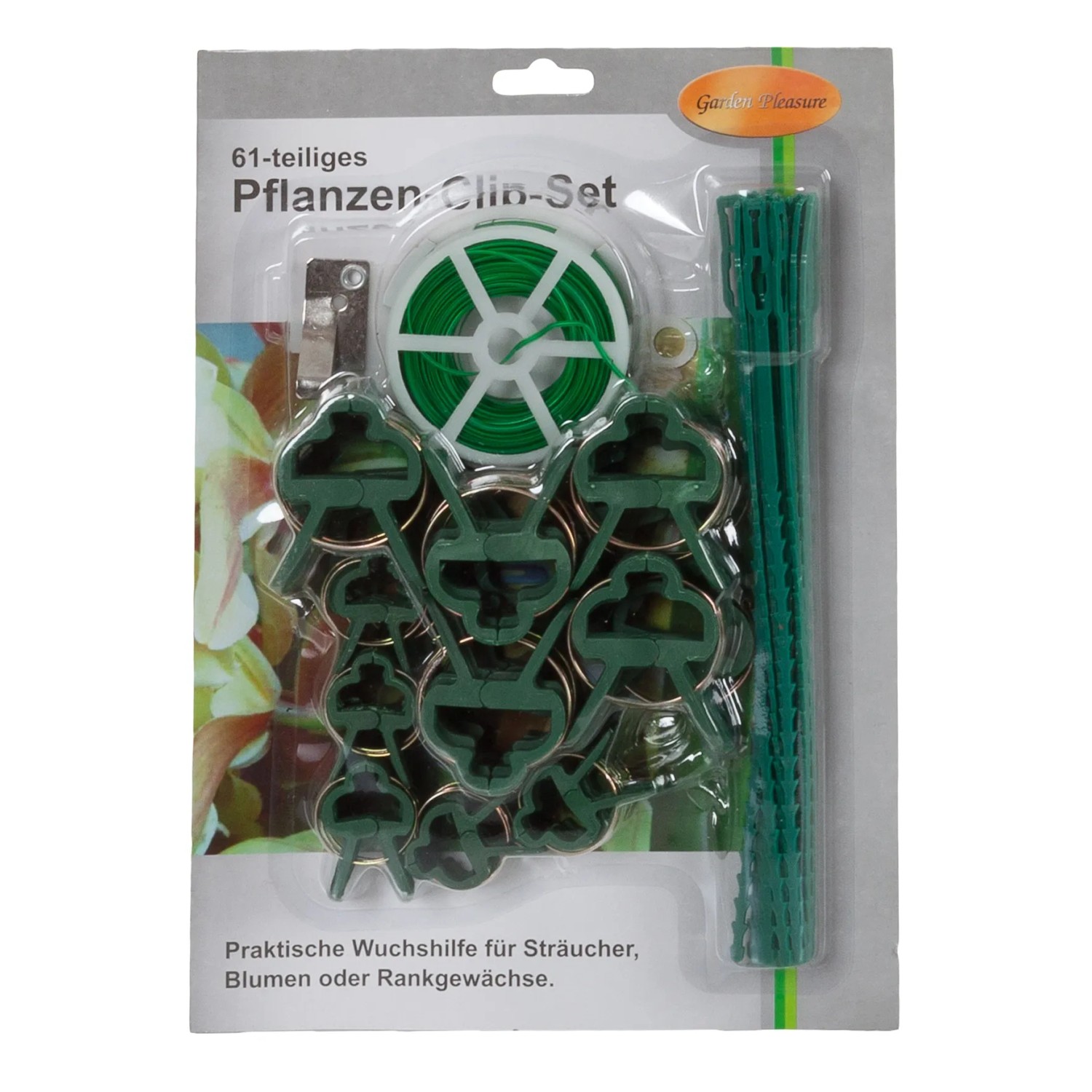 Jardinion Pflanzenclip Set, 61-teilig, grüne Rankhilfe für Pflanzen.