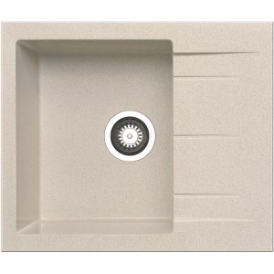 Beige Pyramis Einbauspüle GN 102 aus Granit mit Abtropffläche.