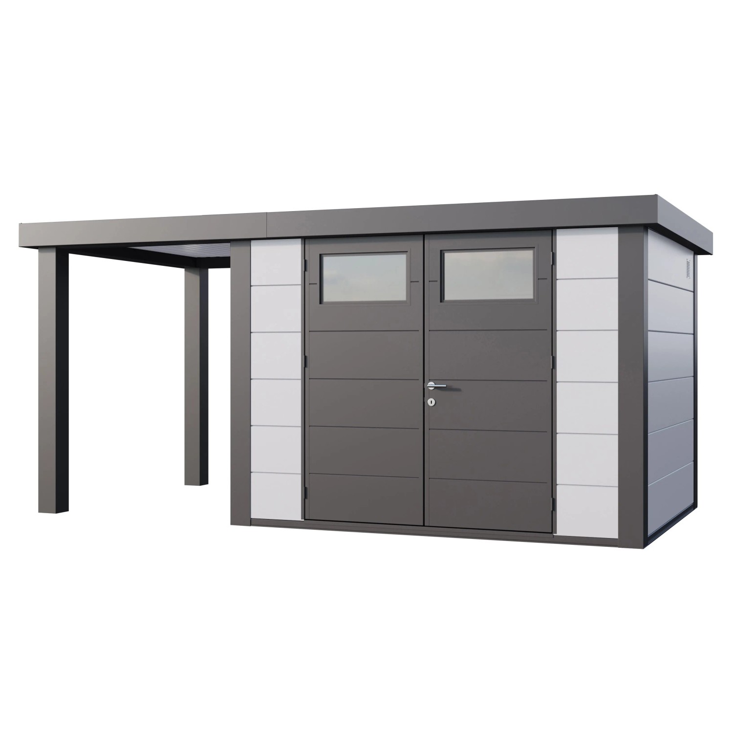 Gerätehaus Classico 3024 mit Offene Lounge S Links 466 cm x 238 cm Weiß günstig online kaufen