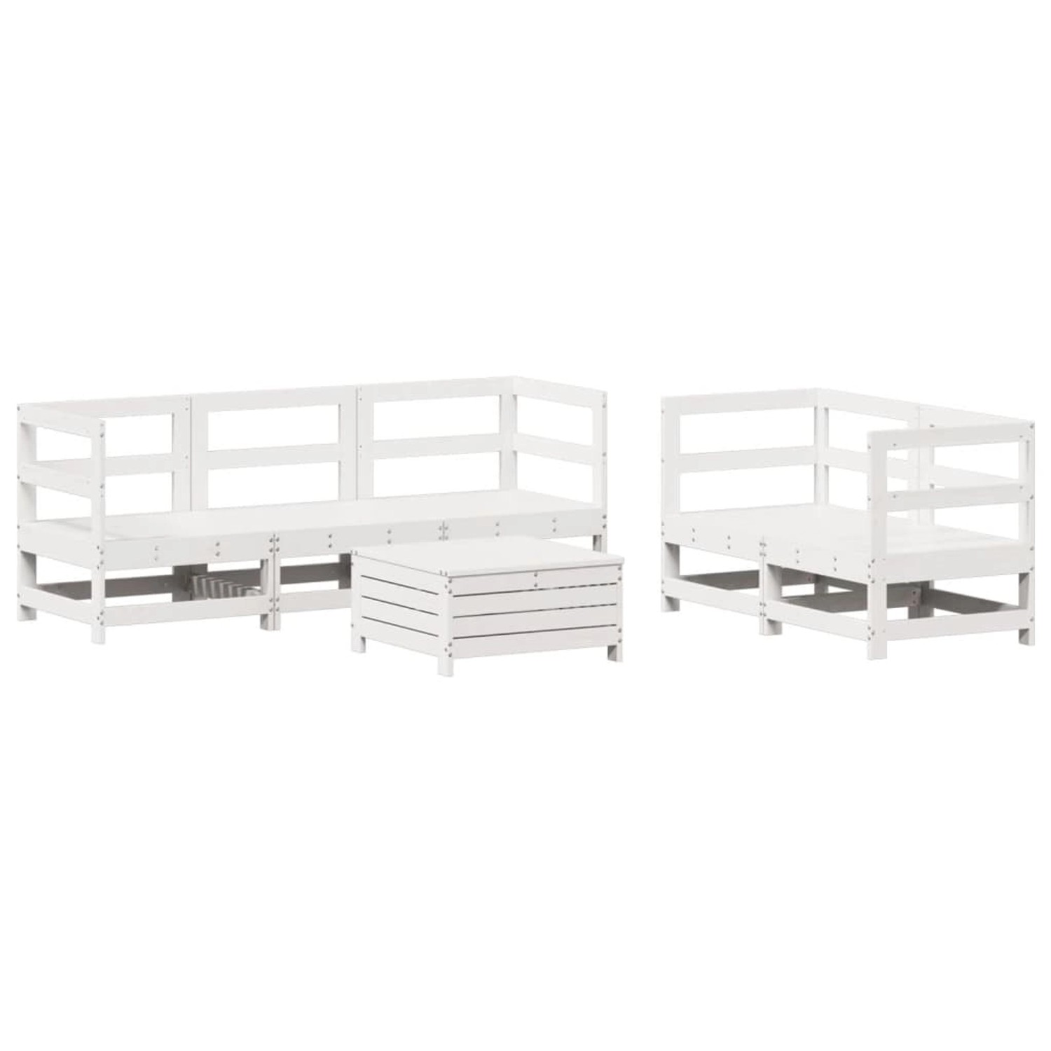 vidaXL 6-Tlg Garten-Sofagarnitur Weiß Massivholz Kiefer 3250805 günstig online kaufen