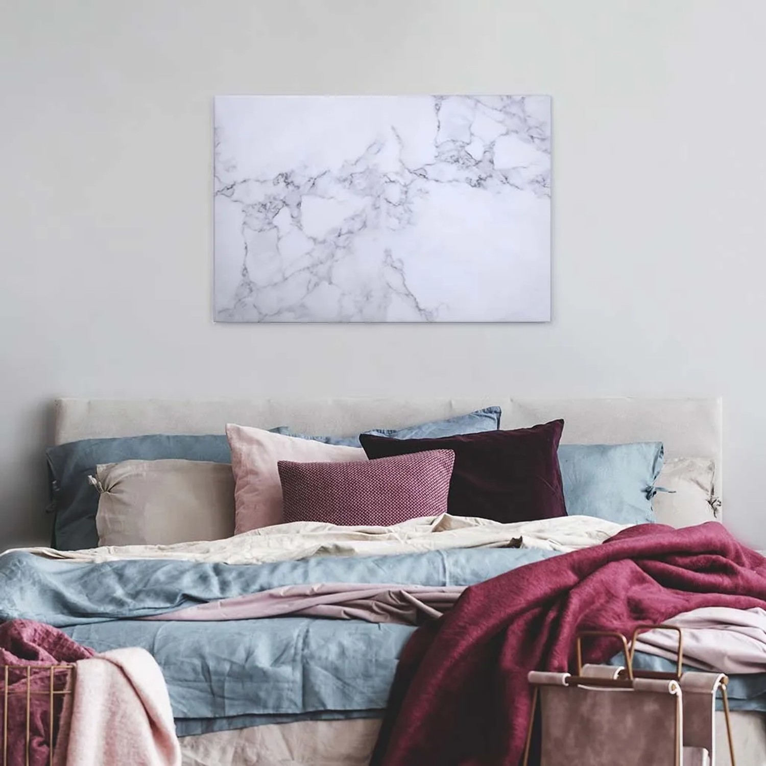 Bricoflor Marmor Leinwand Bild In Weiß Und Grau Canvas Keilrahmen Bild In Marmoroptik Ideal Für Badezimmer Carrara Marmorbild Für Schlafzimmer