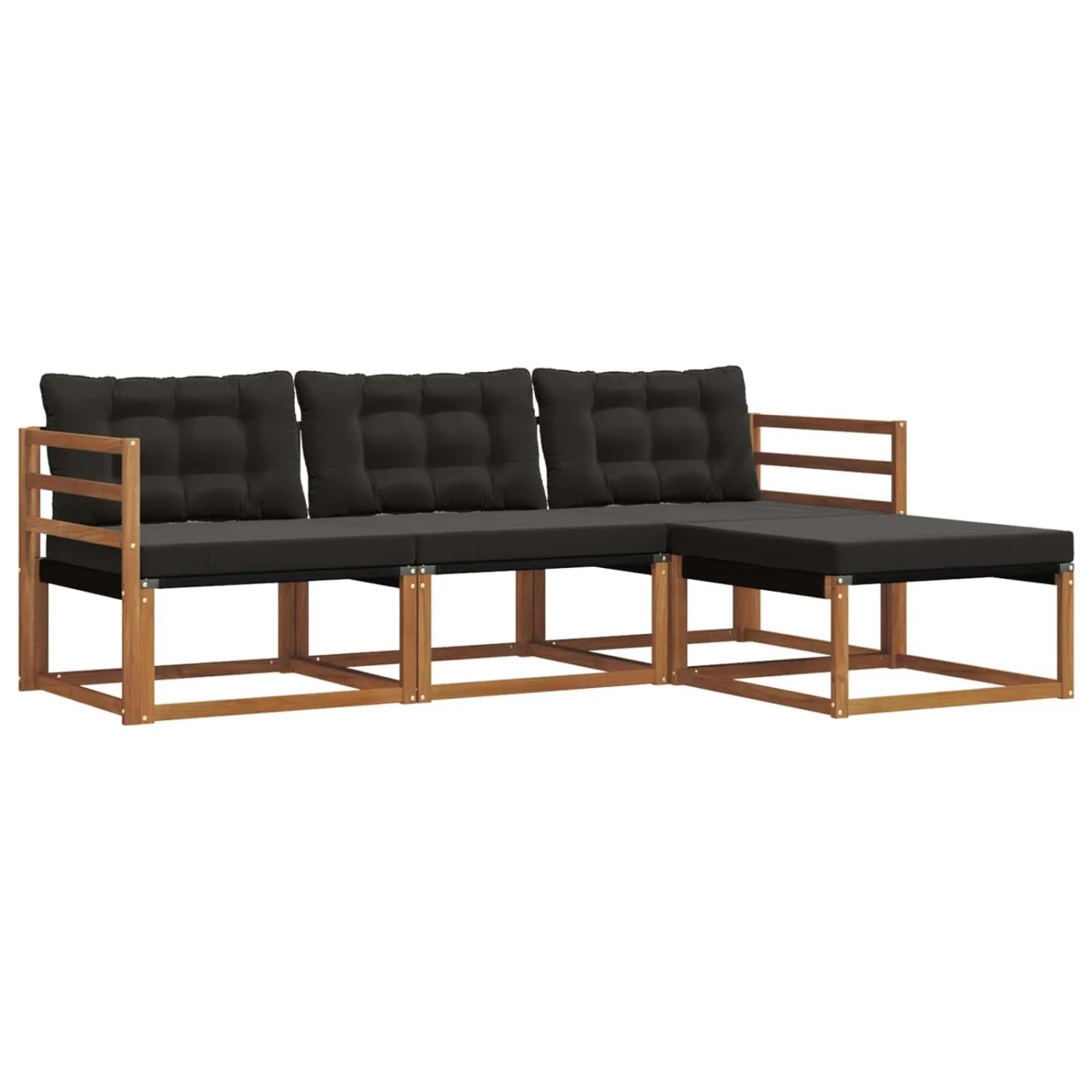 vidaXL Outdoor-Sofagarnitur mit Kissen 4-Tlg Natur und Schwarz 3369327