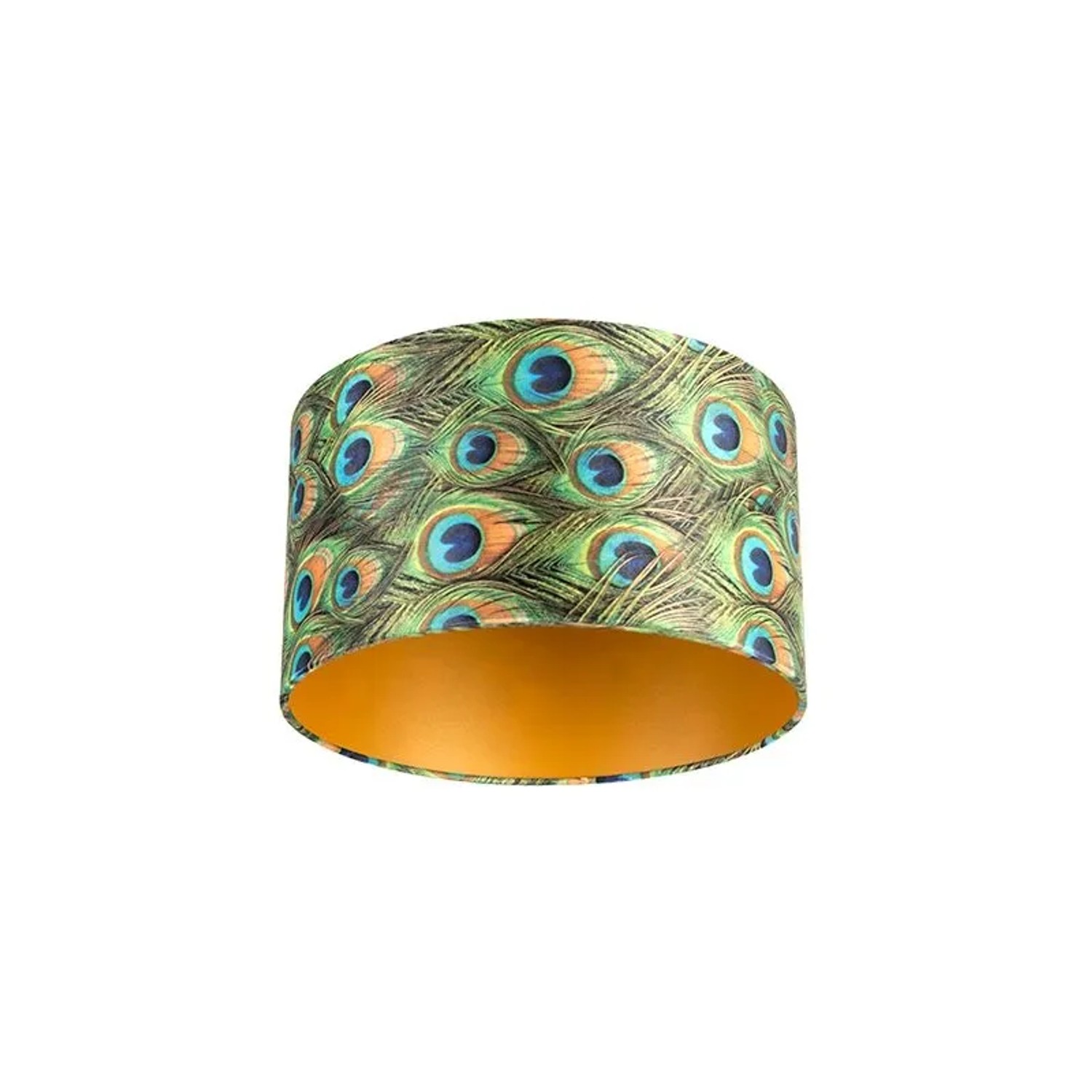 QAZQA Velour Lampenschirm Pfau Design 35 35 20 mit Goldenem Interieur