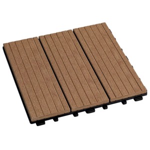 WPC Klickfliese in Marone, 4er Set, einfache Verlegung für Terrasse & Balkon.