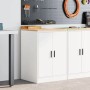 Weißer Garagen-Werkzeugschrank mit Holzarbeitsplatte, 60x51x85 cm.