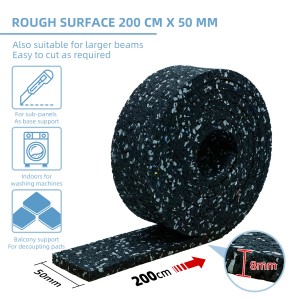 Gerollte schwarze CCLIFE Terrassenpads Bautenschutzmatte aus Gummigranulat, 2m x 50x8mm, rutschfest, stoßfest, wasserdicht.