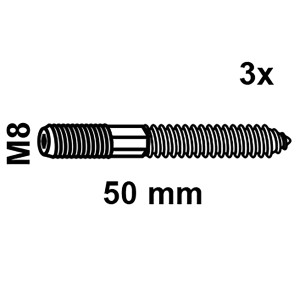Abbildung einer Stockschraube M8 x 50 mm, 3er-Set, für Sanitärinstallationen.