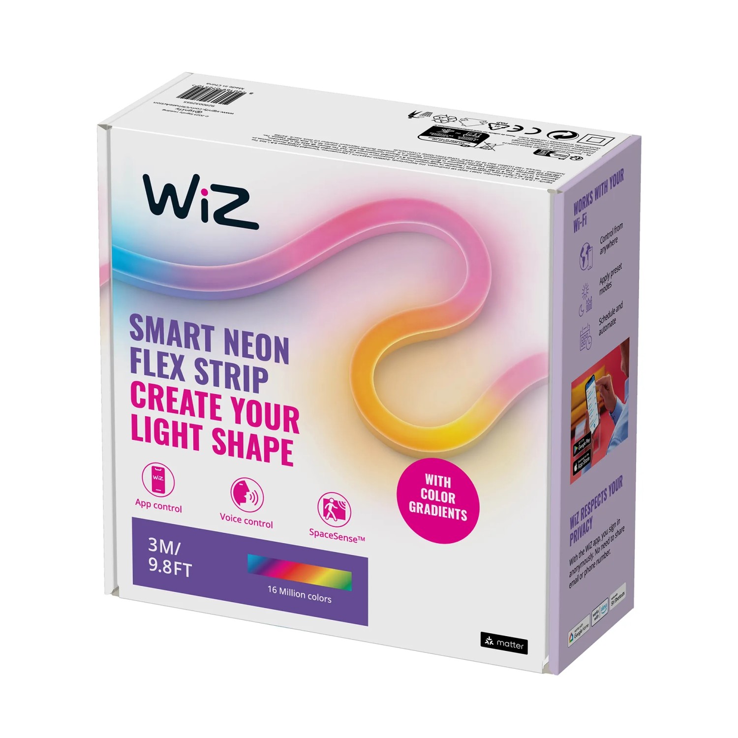 Verpackung des WiZ Flex Strip 3M: Smarter LED-Streifen mit Farbverlauf für indirekte Beleuchtung.