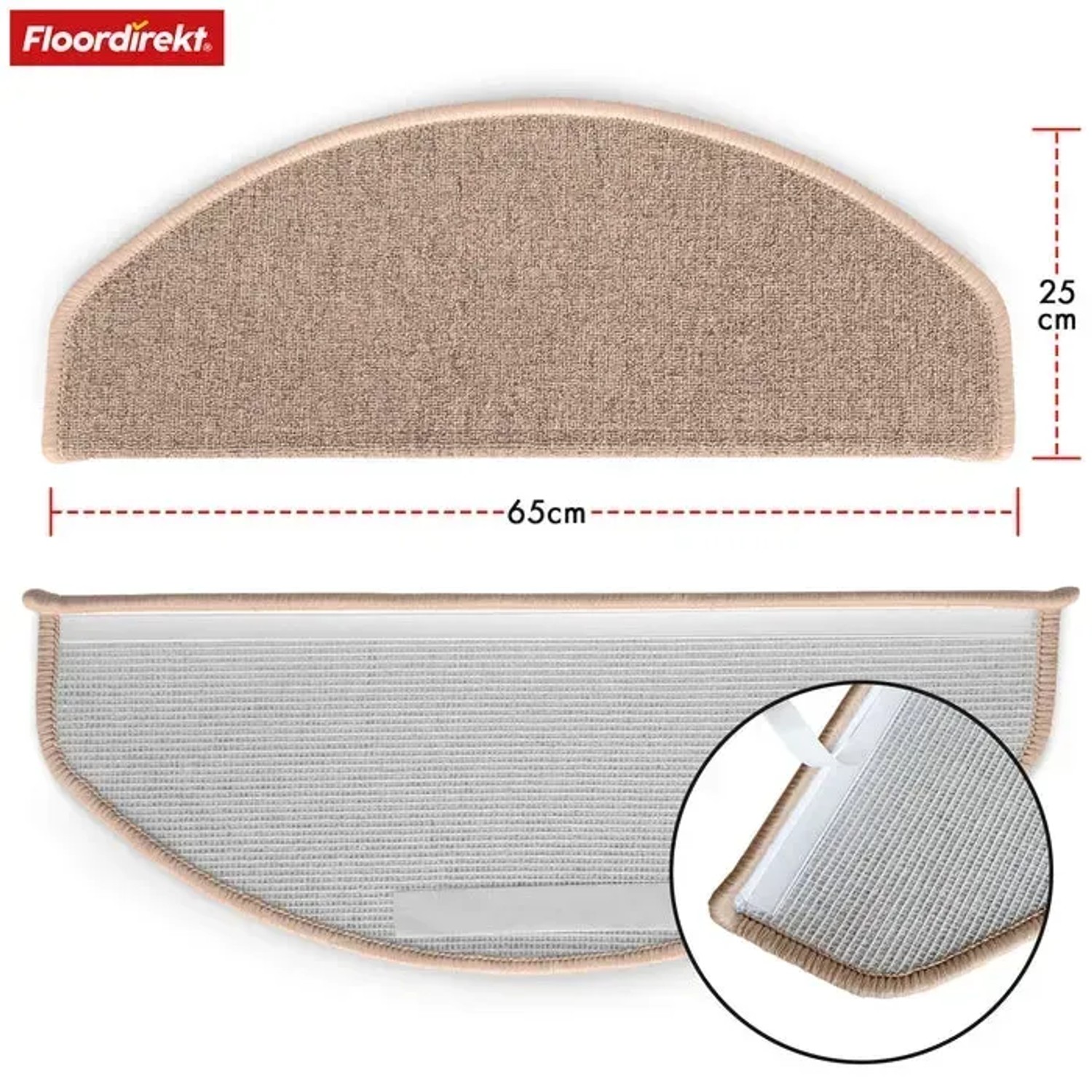 KARAT Stufenmatte London Pro, 15er-Set, halbrund, beige, 25x65 cm. Treppenschutz für mehr Sicherheit.