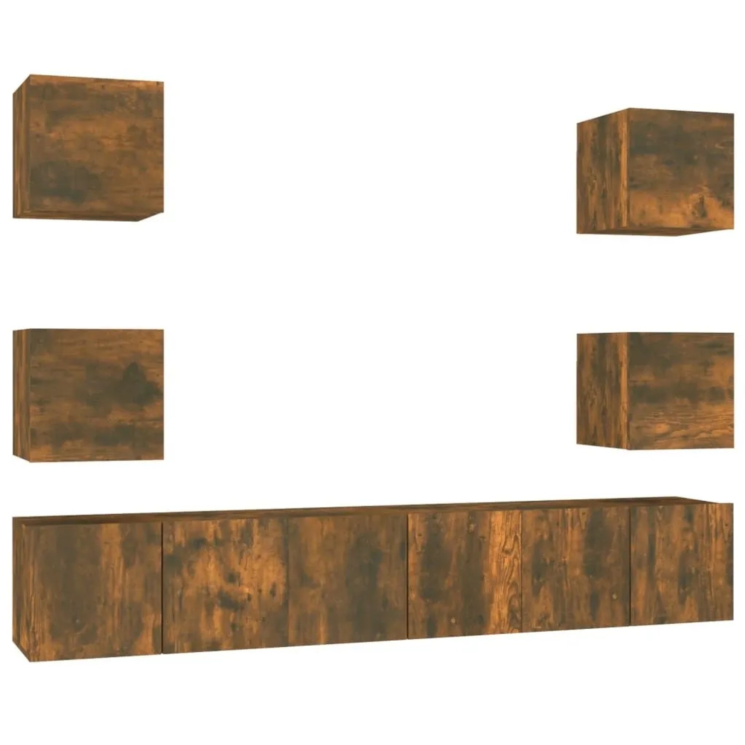 vidaXL 7-Tlg TV-Schrank-Set Räuchereiche Holzwerkstoff 3120242