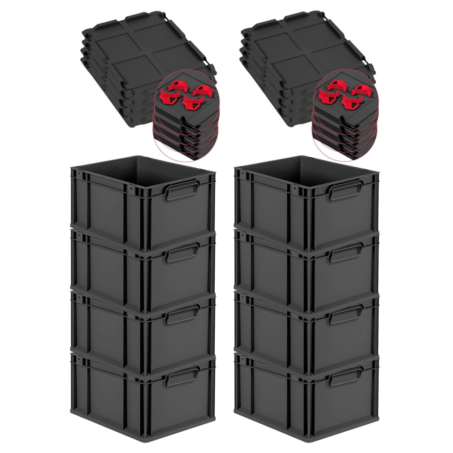 PROREGAL SuperSparSet 8x Eurobox Nextgen Grip Mit Auflagedeckel Und Roten V günstig online kaufen