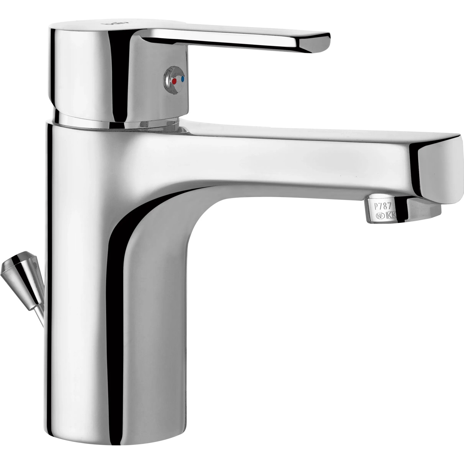 Detailaufnahme: Glänzende Armatur für baliv Handwaschbecken-Set, Chrom.
