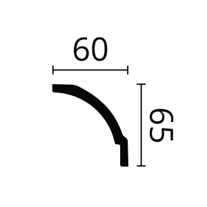 Detailaufnahme NMC BW1 Eckleiste, weiße Stuckleiste mit Maßangaben (60x65mm), 114er Set für Paneel-Zubehör.