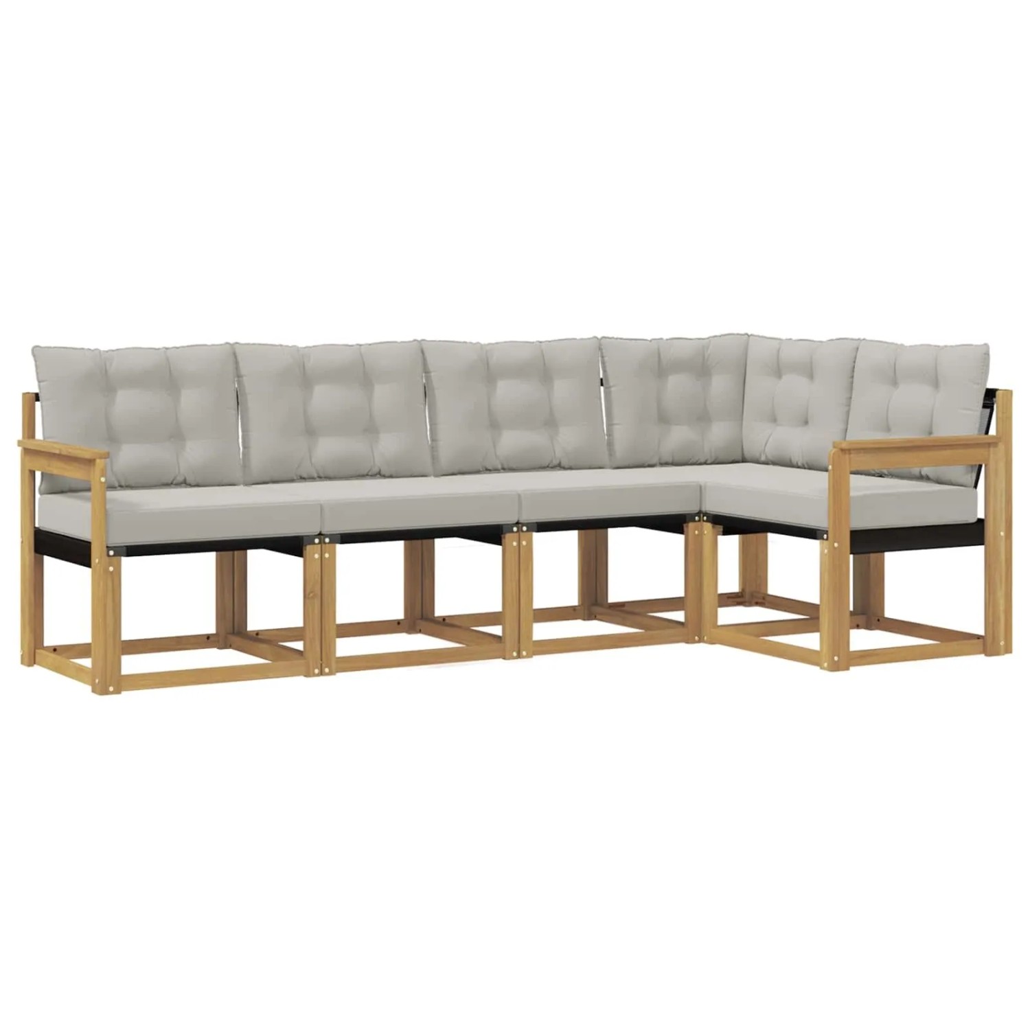 vidaXL Outdoor-Sofagarnitur mit Kissen 5-Tlg Weiß und Hellgrau 3389469
