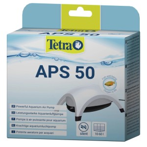 Verpackung der Tetra Aquarienluftpumpe APS 50 in Weiß.