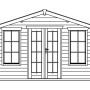Illustration: Skan Holz Gartenhaus Trondheim 1, naturbelassen, mit Doppeltür und Fenster.