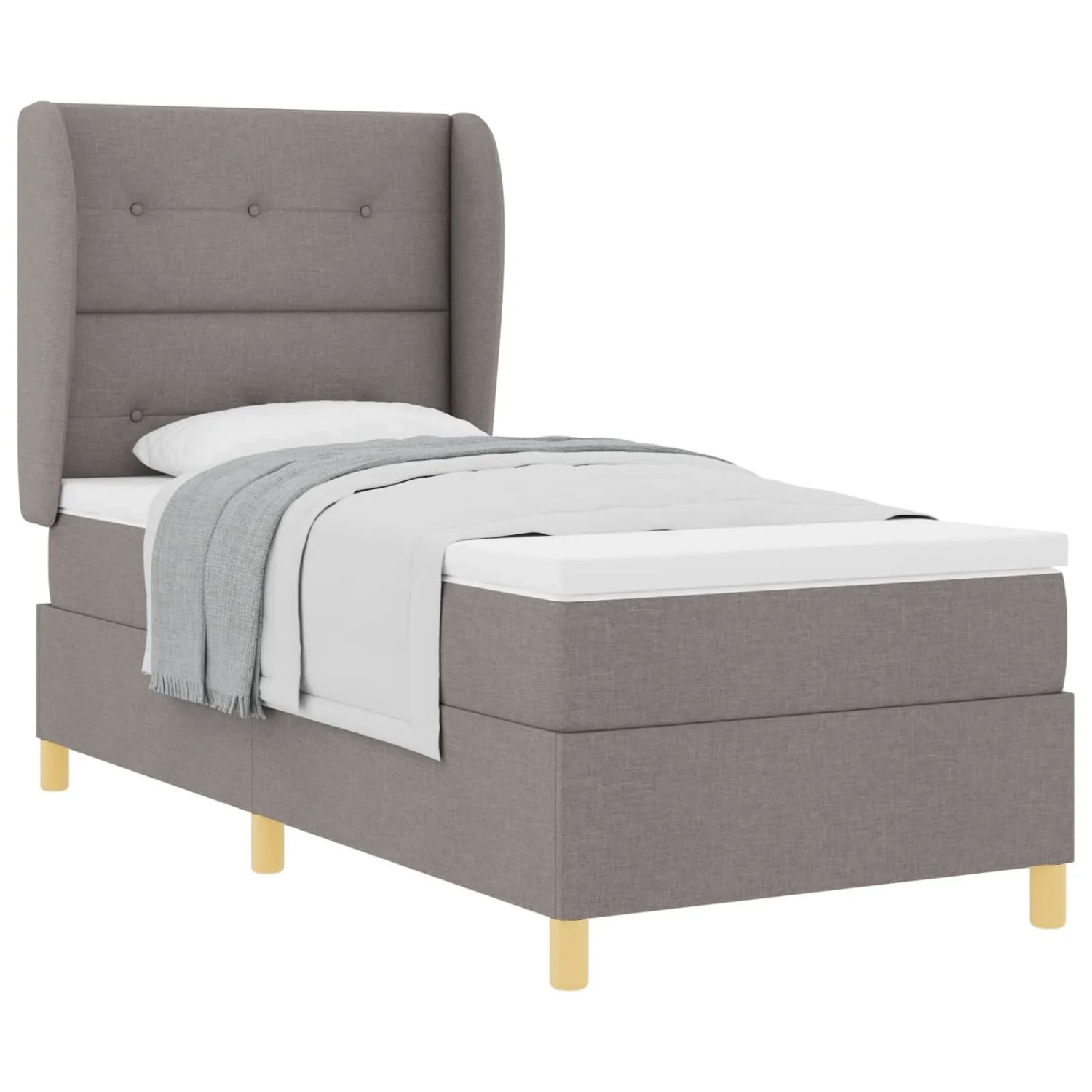 vidaXL Boxspringbett mit Matratze 90x190 cm Taupe Stoff 3340736