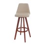 PROREGAL Barhocker drehbar, creme Kunstleder, Holzbeine, Lehne. Sitzhöhe 72cm.