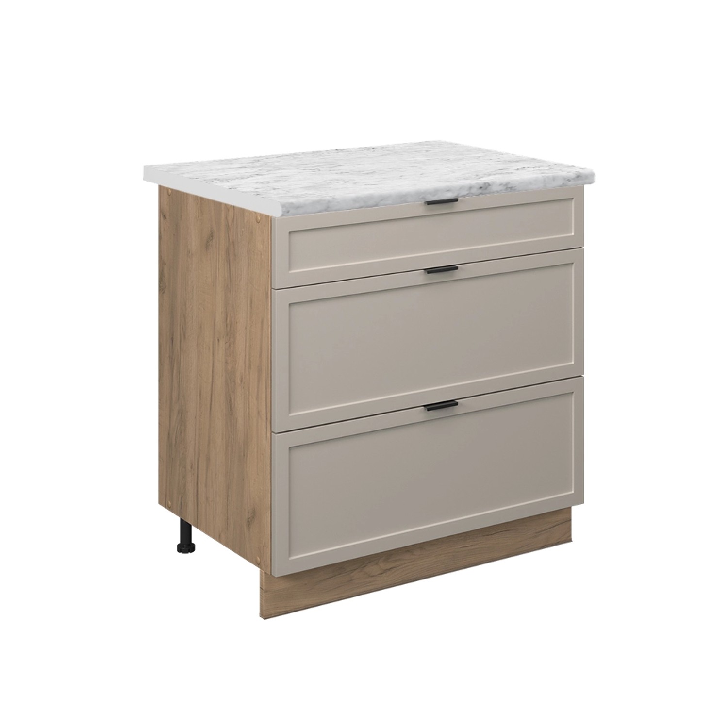 Vicco Küchenunterschrank Fame-Line GrauBeige 80 cm mit 3 Schubladen AP Marm günstig online kaufen