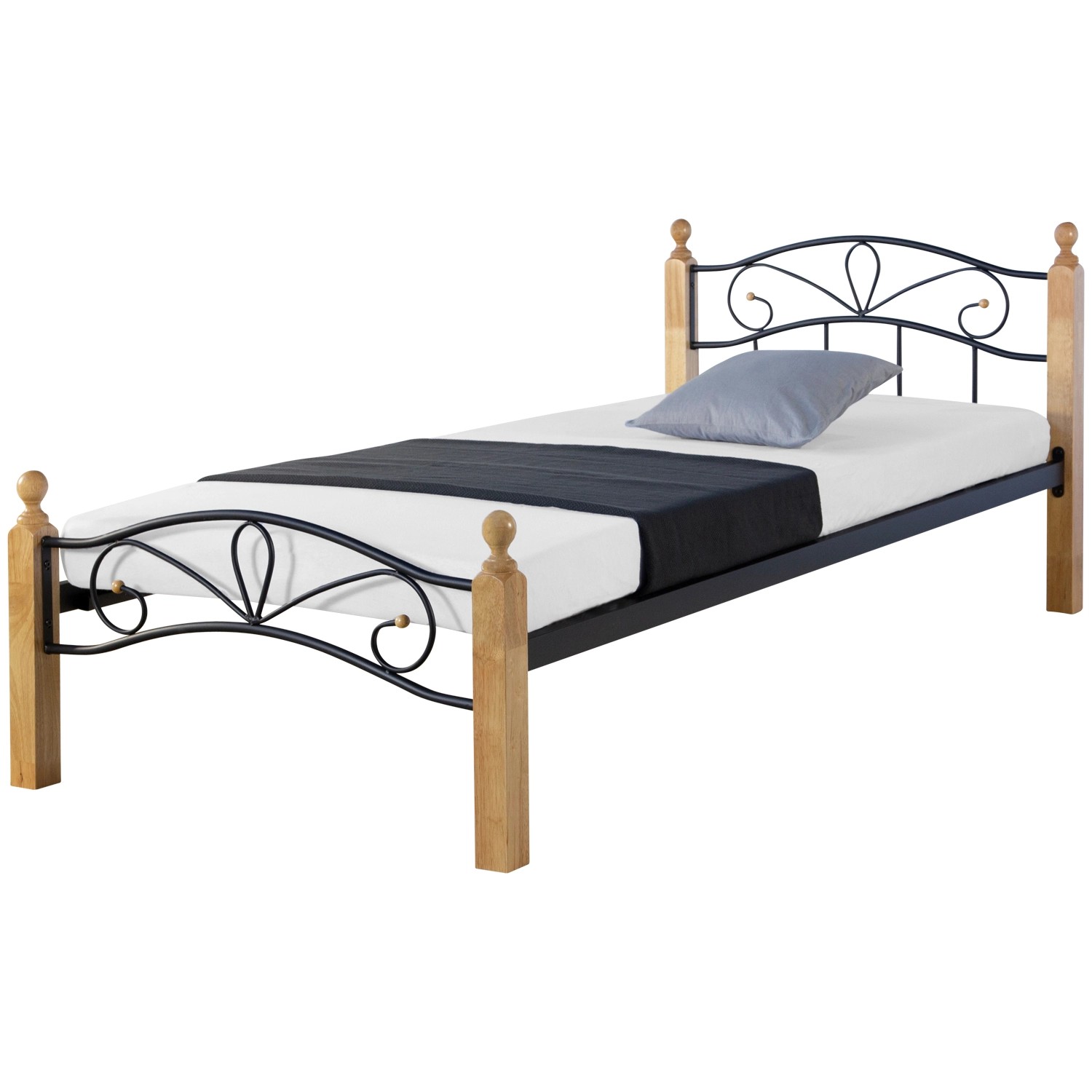 Homestyle4u Metallbett mit Matratze Lattenrost 90x200 cm Bettgestell Schwar günstig online kaufen