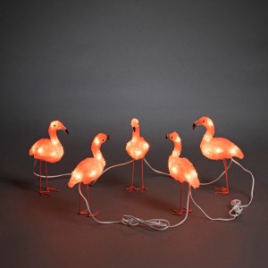 Konstsmide LED-Flamingos, 5er-Set für außen. Acryl Dekoleuchte mit bernsteinfarbenen Dioden.