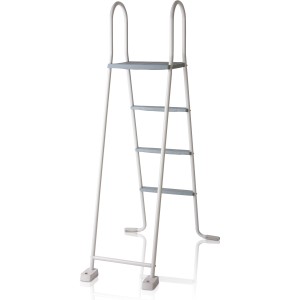 Weiße Poolleiter für Stahlwand-Pool Haiti, 134 cm hoch, mit 2x3 Stufen und Plattform.