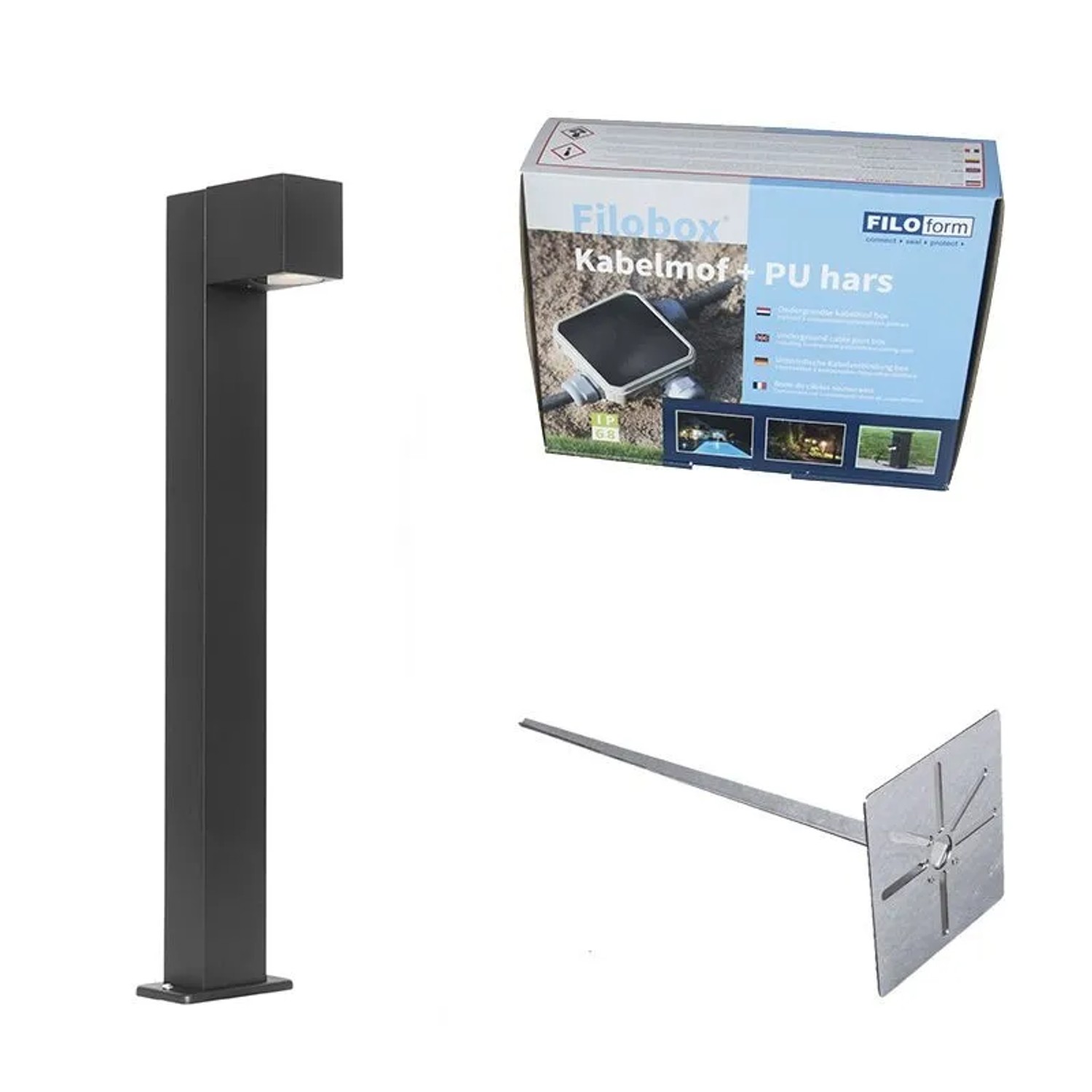 QAZQA Industrielle Stehende Außenlampe Schwarz 65 cm IP44 Baleno