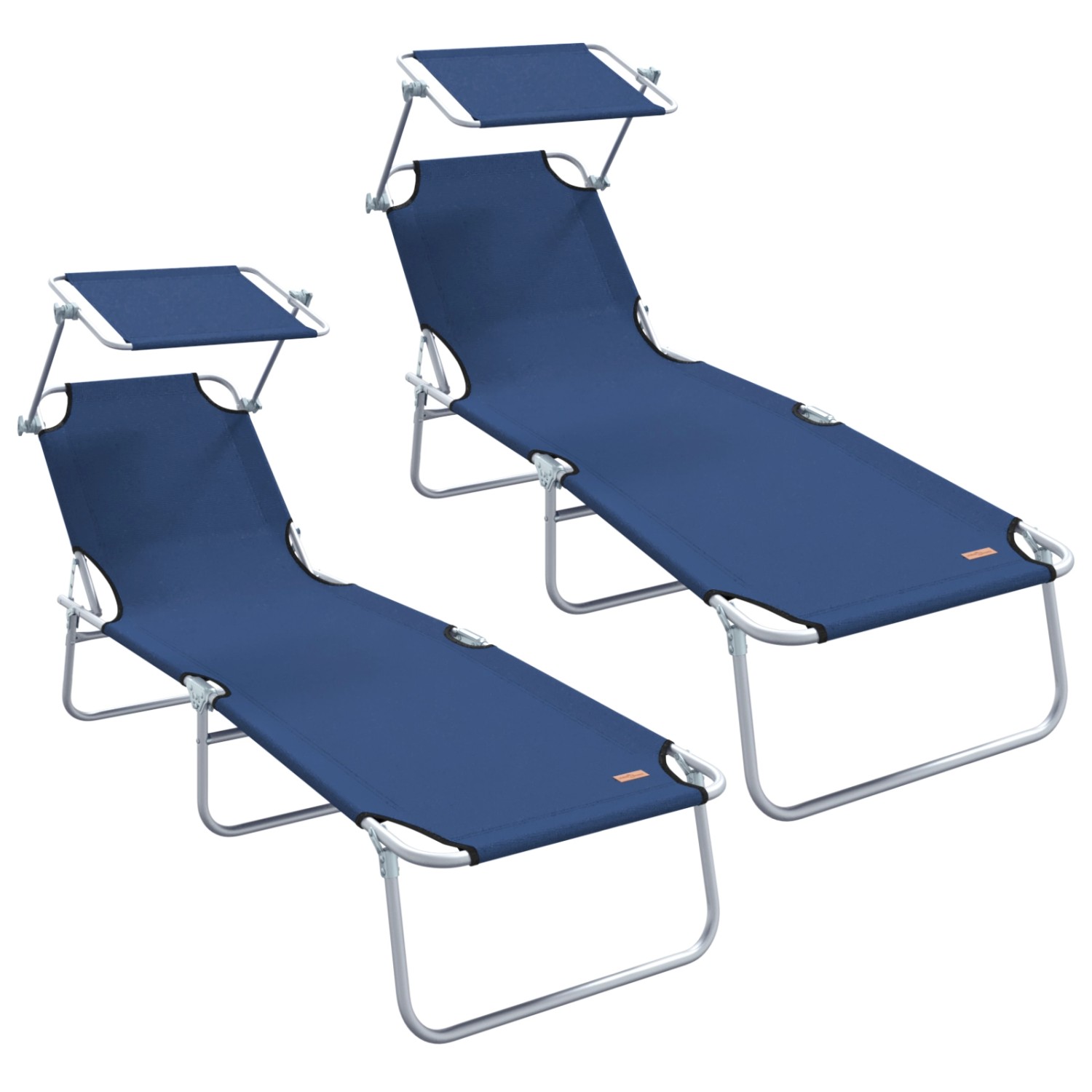 vidaXL Faltbare Sonnenliegen 2 Stück mit Sonnendach Blau 600D Oxford-Stoff günstig online kaufen