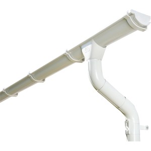 Skan Holz Regenrinnen-Set, 324 cm, Stahl verzinkt und weiß beschichtet, für Carports.