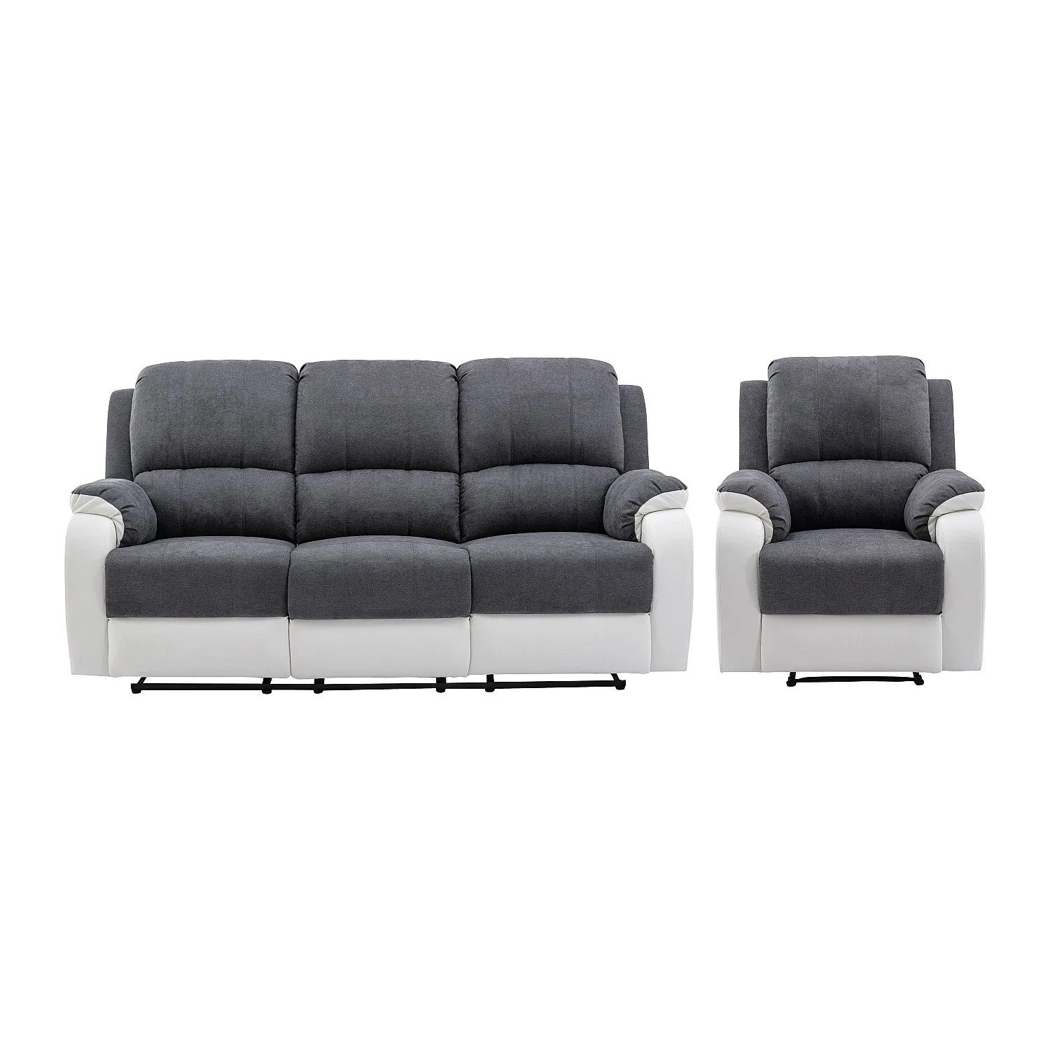 Vente-unique Couchgarnitur Mit Sessel Brody Grau  Weiß 87 cm  202 cm