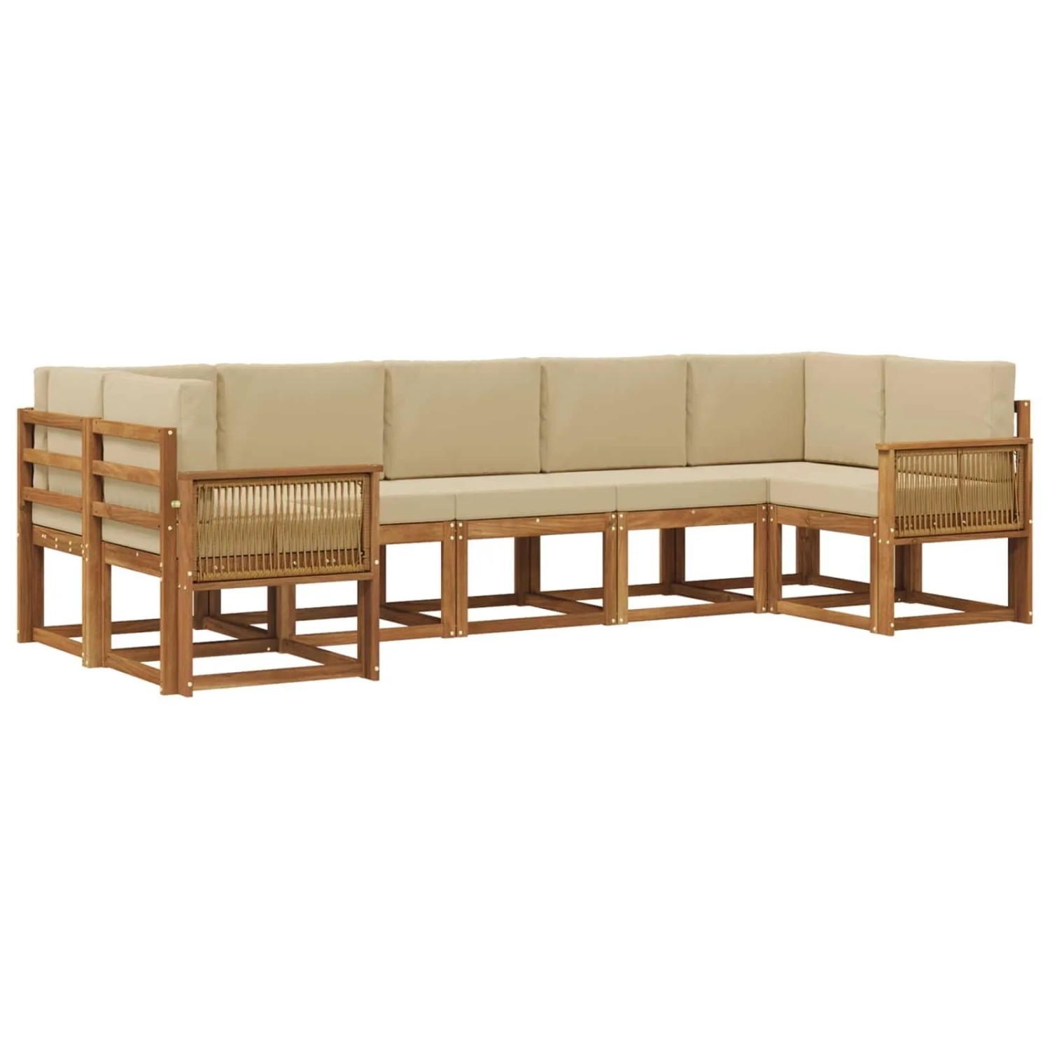 vidaXL Outdoor-Sofagarnitur 7 Stk Natur und Beige Massivholz Akazie 3385519