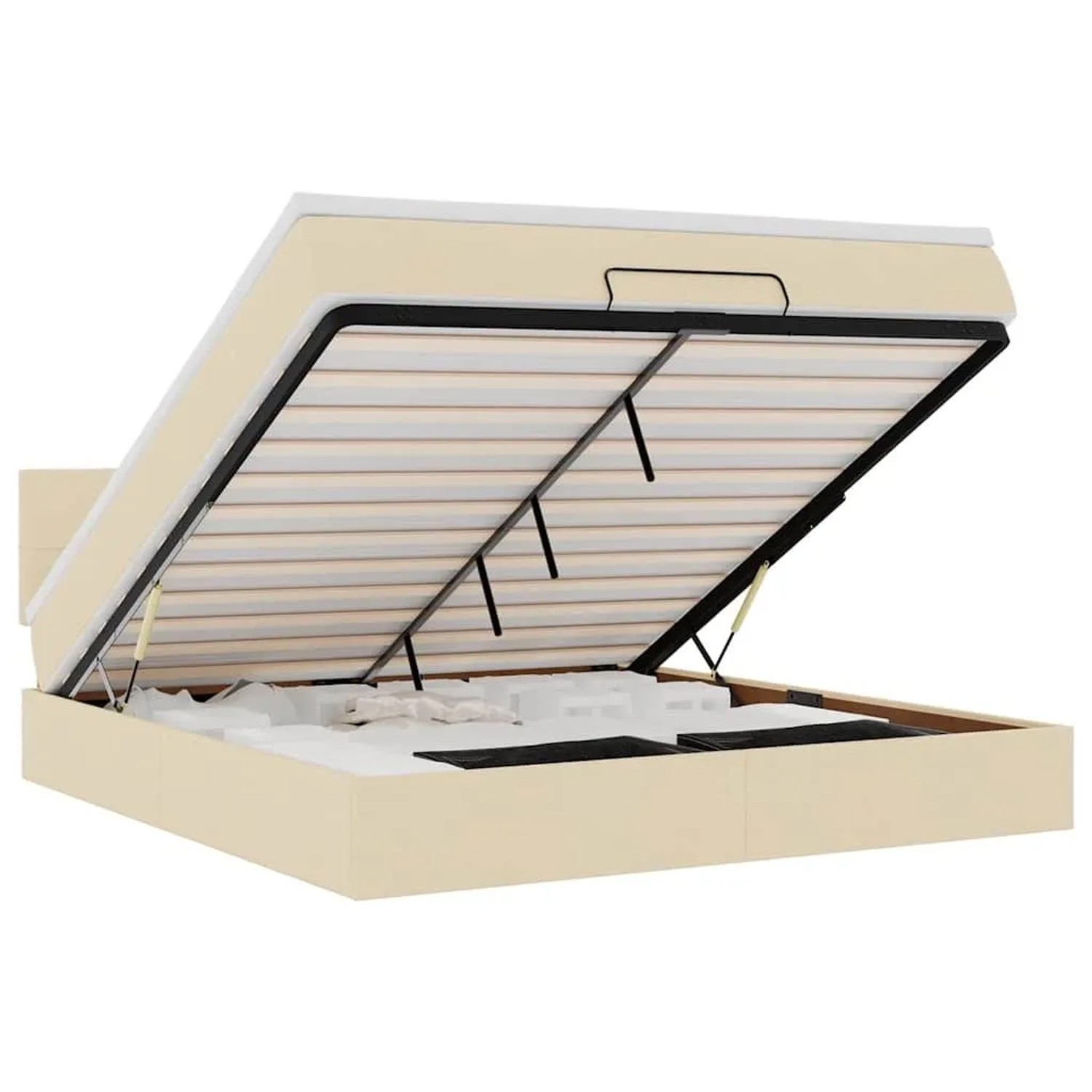 vidaXL Ottomane Bett mit Matratze & LEDs Creme 180x200 cm Stoff 3312331