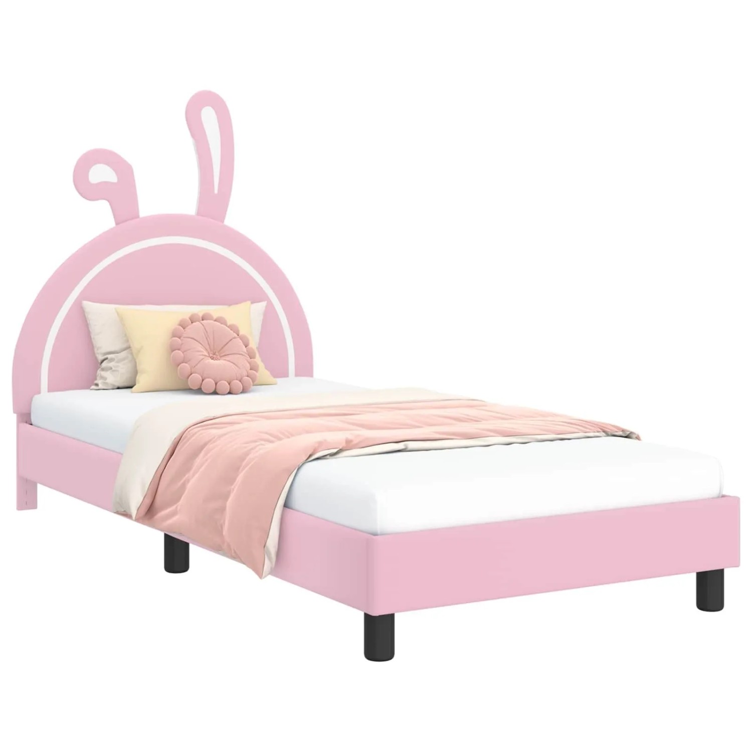 vidaXL Kinderbettgestell mit Kopfteil Rosa 90 x 190 cm PU 42011200 günstig online kaufen
